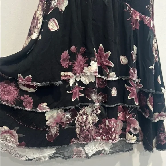 Current Mood Black purple Tiered v neck Mini Dress oversized small women’s new - Picture 3 of 6